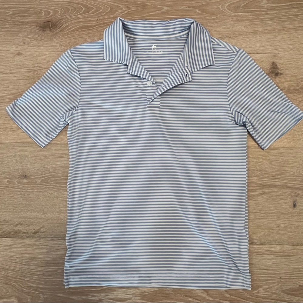 Boys, The Class Club athletic polo, blue/white stripe, size 10/12